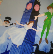 Peter Pan Wall Mural | Peter Pan flying to Never Never Land